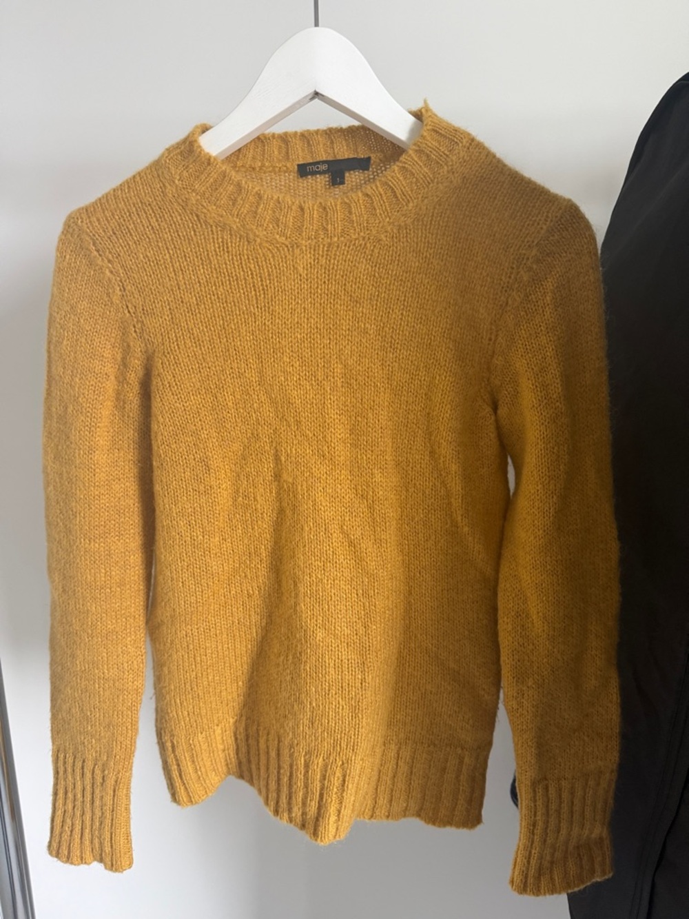 Maje Golden Mustard Knit Crewneck Sweater